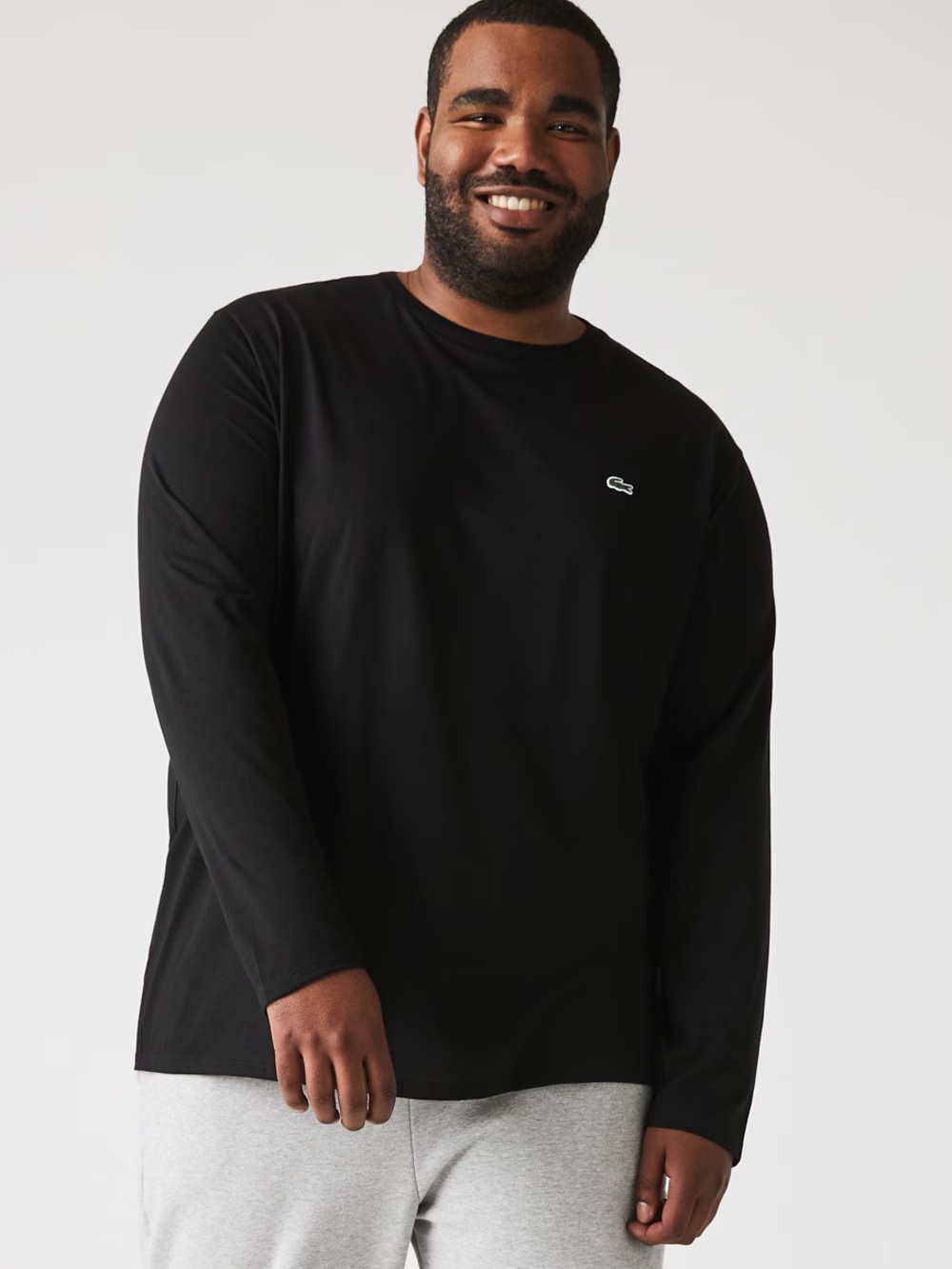 Lacoste Men's Black Long Sleeve T-Shirt in 2XL Pima Cotton